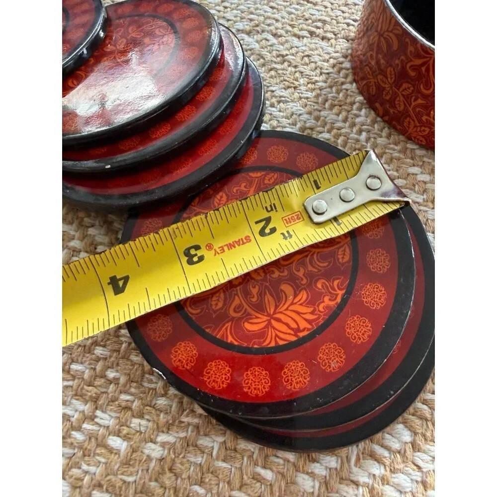 Amber orange & black coaster set